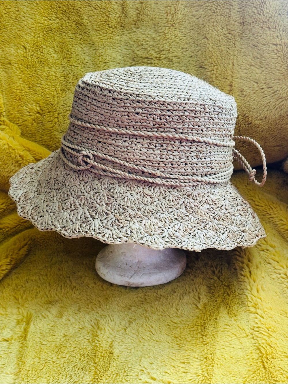 Callanan Handmade Rolled Brim Panama Natural Fiber Crocheted Sun Hat Vacation - Picture 4 of 10